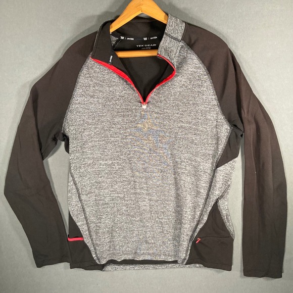 Tek Gear XL Mens Drytek Gray Black 1/4 Zip Pullover Athletic Shirt - Picture 1 of 10